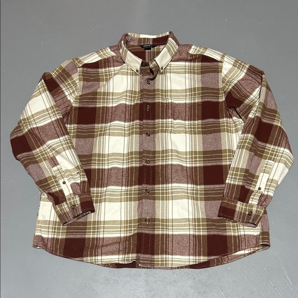 Eddie Bauer Thick Plaid Patterned Button-Down Flannel Shirt (Men’s 2XL)